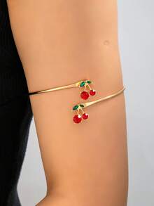 1 pieza Brazalete de joyería con diseño de cereza incrustado con rhinestones - Multicolor - Ver 4
