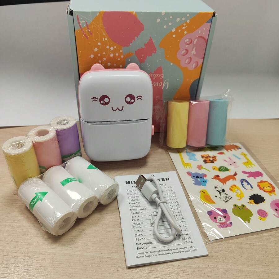 GOTOOGO Portable Wireless Mini Printer Set - Thermal Label Printer, 203dpi, USB/Battery Powered, Perfect For Notes, Journals, Work Receipts And DIY Crafts, Ideal Gift Set