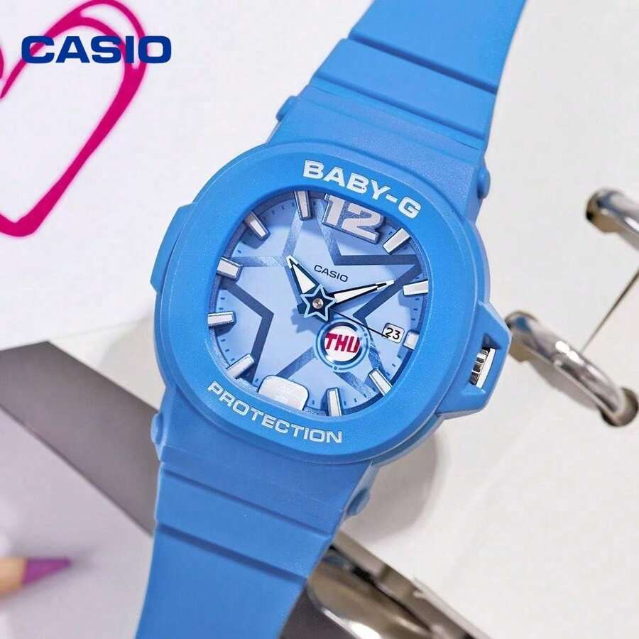Đồng hồ Casio BGA-10D-2A2 màu xanh lam nhạt, viền có thể tháo rời, mặt số hình ngôi sao, chống nước, chống sốc, quà tặng sinh nhật. - Một cỡ - Xem 1