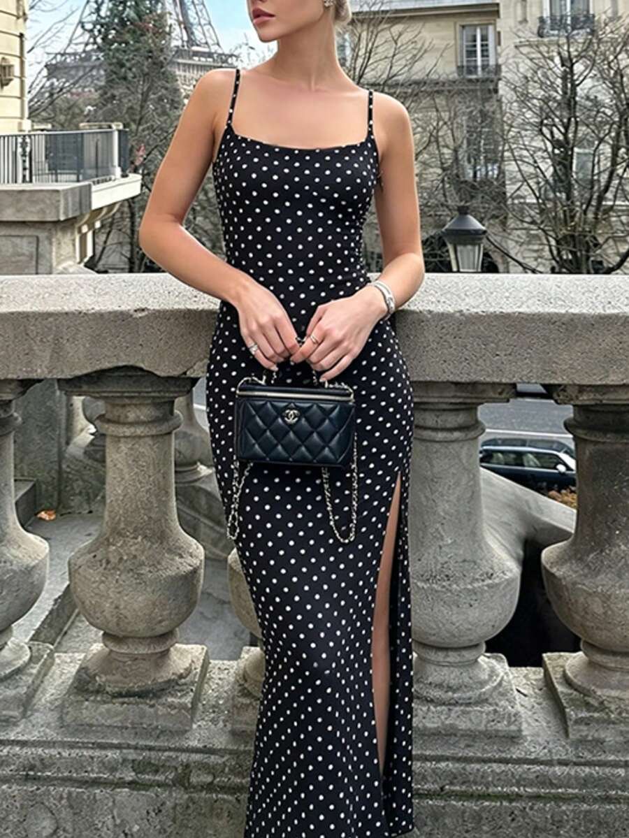Daleeva WOWDARK 夏季波點洋裝，優雅女款時尚洋裝，適合婚禮、派對與休閒穿著