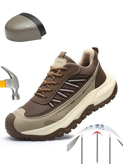 Men's Safety Shoes, New Comfortable Steel Toe Shoes, Anti-Collision, Anti-Puncture, Anti-Slip, Wear-Resistant Work Shoes, Construction Site, Warehouse, Anti-Collision Protective Shoes, British Style Labor Protection Unisex Shoes