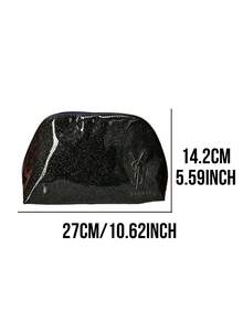 YSL 黑色亮面化妝包，27*14.2cm，光滑亮面皮革質感，輕量耐用布料，易清潔且可重複使用，適合個人使用或送禮 - 黑色 - 查看 4