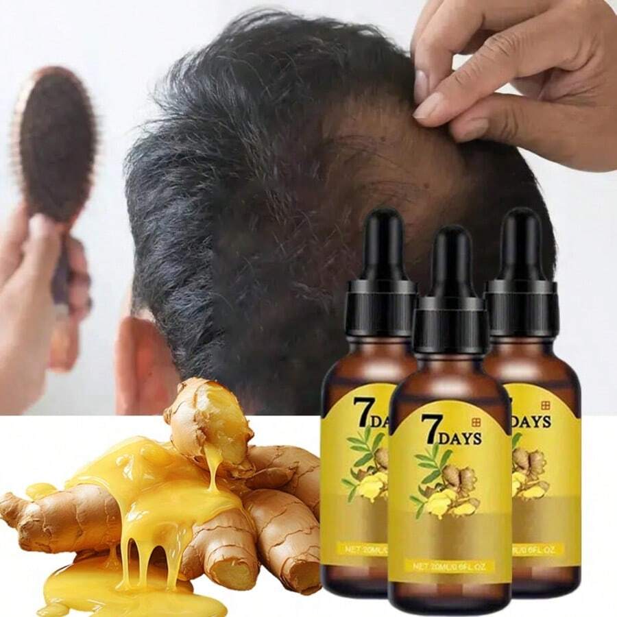 3pcs Ginger Hair Oil  Hair Serum, 7-Day Ginger Nourishing Scalp Massage For All Hair Types, Hydrating Hair, Perfect Valentine's Day & Mother's Day Gift For Women & Men - Hair - View 1