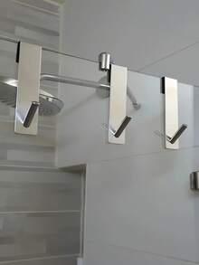 2 piezas Ganchos para baño montados en la pared con acabado dorado cepillado | Diseño curvo con tapa esférica, estilo moderno y ahorro de espacio, adecuado para puertas de vidrio, barras de cortina de ducha, toalleros - Fácil de instalar, anticorrosión - Multicolor - Ver 7
