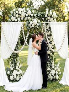 12/1 pezzo Decorazioni a palla appese bianche perla, adatte per matrimonio, festa di nascità, decorazione per addio al nubilato, con ornamenti sferici appesi, ghirlanda in plastica/tessuto adatta per soffitto, parete, evento - Eleganti palline decorative bianche, forniture per decorazione matrimonio romantico di lusso francese, decorazione per festa di compleanno, festa di laurea, decorazione per arco matrimoniale, tenda di perline per sfondo, decorazione per sfondo fotografico per festa di fidanzamento e fai da te - Bianco - Visualizzare 5