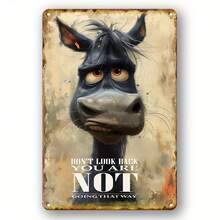 2D Flat - A Flat 2D Metal Wall Art Featuring A Fun Donkey With The Phrase "Don'T Look Back, You'Re Going The Wrong Way" - Designed In A Retro Wrought Iron Style, Perfect For Decorating Homes, Bars, Garages - 1PC - View 2