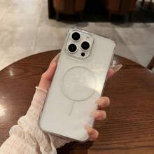 DECOPHONE 全新高端质感细圆磁吸无线充电手机壳，光滑亮泽表面，透明简约防摔全包保护壳，兼容苹果15/15 Pro Max/15 Pro/15 Plus/11/12/13/14/16 Pro Max/11 Pro/11 Pro Max/12 Pro/12 Pro Max/13 Pro/13 Pro Max/14 Pro/14 Pro Max/14 Plus/16 Pro/16 Plus、S22 S23 S24 S25 Ultra Plus Edge A15 A35 A55 A16 A26 A36 A56 透明磁吸手机壳。 - 白色 - 查看 2