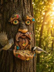 Face Tree Bird Feeder - Tree Face Decor, Tree Hugger, Garden Decor, Outdoor Decor, Yard Art, Bird Feeder, Tree Ornament, Garden Sculpture, Whimsical Tree Face, Old Man Tree Decor, Fairy Garden Decor, Yard Decor, Lawn Decor, Bird Lover Gift, Garden Gift, Outdoor Decoration, Spring Garden Decor, Summer Garden Decor, Tree Decoration, Garden Statue - Multiple Styles - View 6
