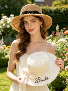 Customized Straw Hat With Embroidered Name, Summer Sun Protection Hat, Fashion Hat, Couples Hat, Unique Summer Style, Handmade Embroidery, Tight And Neat Stitching, Vibrant Colors, One-Of-A-Kind Embroidered Hat, Durable Straw Hat, Convenient To Carry, Suitable For Travel, Sun Protection, Singles Party Gift, Birthday Gift, Valentine's Day Gift - Multicolor - View 2