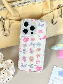 1 Pc, Ins Korean Small And Pure And Freshflowers Shell Mobile Phone Protection Shelliphone17 / Iphone17promax/Iphone16Promax/Iphone15pro/Iphone14 Iphone13/12/11fit As A Family/Friend/Sister/Girlfriend's Valentine'sday Gift/Birthday Gift/Mother's Day Gift. - Pink - View 3