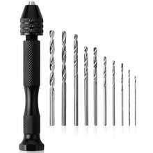 11件套微型钻头套装,带手钻和微型钻头(0.8mm-3mm)的手动珠宝钻,珠宝钻,树脂钻,迷你钻,珠宝制作手钻,带手钻和微型钻头的手钻,树脂手钻,微型钻头,迷你钻套装,旋转工艺钻 - 多色 - 查看 12