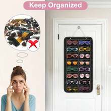 1pc (16 Compartments) Felt Glasses Hanging Bag, Fashion Glasses Accessories & Jewelry Storage Bag, Wall-Mounted Eyeglasses Organizer, Perfect Gift For Gender Reveal Party, Birthday, Wedding, Gathering, Colleagues, Friends And Family, Back To School Season, 16 Compartment Dust-Proof Nylon Multi-Function Hanging Rack, Foldable Fashion Glasses, Stylish Eyeglasses, Glasses Storage Hanging Bag, Gift For Women And Men - Multicolor - View 8