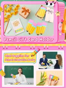 12/6pcs/1pc - Pencil Shaped Gift Card Holder, Teacher Appreciation Gift Card Box, Teacher Thank You Card Box, Thank You Teacher, Pencil Gift Card Holder, Pencil Gift Coffee Money Pouch, Teacher Appreciation Greeting Card, Bulk Money Pouch, Year-End Gift, Graduation Party, First Day Of School Back To School Gift - Multicolor - View 5