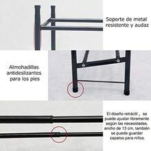 Zapatero retráctilEstante de almacenamiento de hierro metálico Almacenamiento de zapatos Apilable Montaje sencillo Ahorro de espacio Extensible Ajustable Puerta de entrada - 2 Niveles - Ver 7