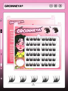 GROINNEYA 48pcs Natural Looking Eyelash Clusters C-Curl Foxy Eye DIY Lashes Anime Eyelash Extensions Fairy Eyelash Clusters Create Glamorous Look Lash Clusters Daily Portable Pack False Eyelashes Beginner Friendliness, Simple To Wear, Used For Daily Makeup - C - View 5