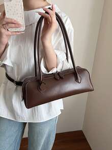 New Women's Niche Design Shoulder Bag With Large Capacity: Underarm Bag, Tote Bag, Clutch, Crossbody Bag. Premium, Elegant Long-Line Bag In Red, Black, And Coffee Brown. Perfect For Vacations, Shopping, And Commuting. - 咖啡 - 查看 3