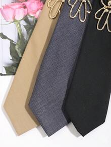 1 pieza Corbata minimalista casual de unicolor con decoración de oso, corbata cómoda y versátil adecuada para uso diario, ir al trabajo, fiestas y combinaciones - Multicolor - Ver 6