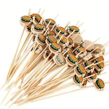 50/100/200/400pcs Premium Hamburger Shaped Skewers, Disposable Mini Bread Shaped Cake Pops With Hamburger Seed Pattern Design, Cocktail Picks, Fruit Picks, Burger Picks, Snack Picks, Suitable For Party, Wedding, BBQ, Picnic, Bakery - Food Decor - Multicolor - View 2