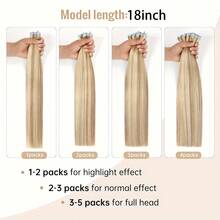Tape In Hair Extensions Human Hair Real Natural Hair Colored #8/613 European Straight Blonde Skin Weft Adhesives Remy Hair Extension - S8/613 - View 8