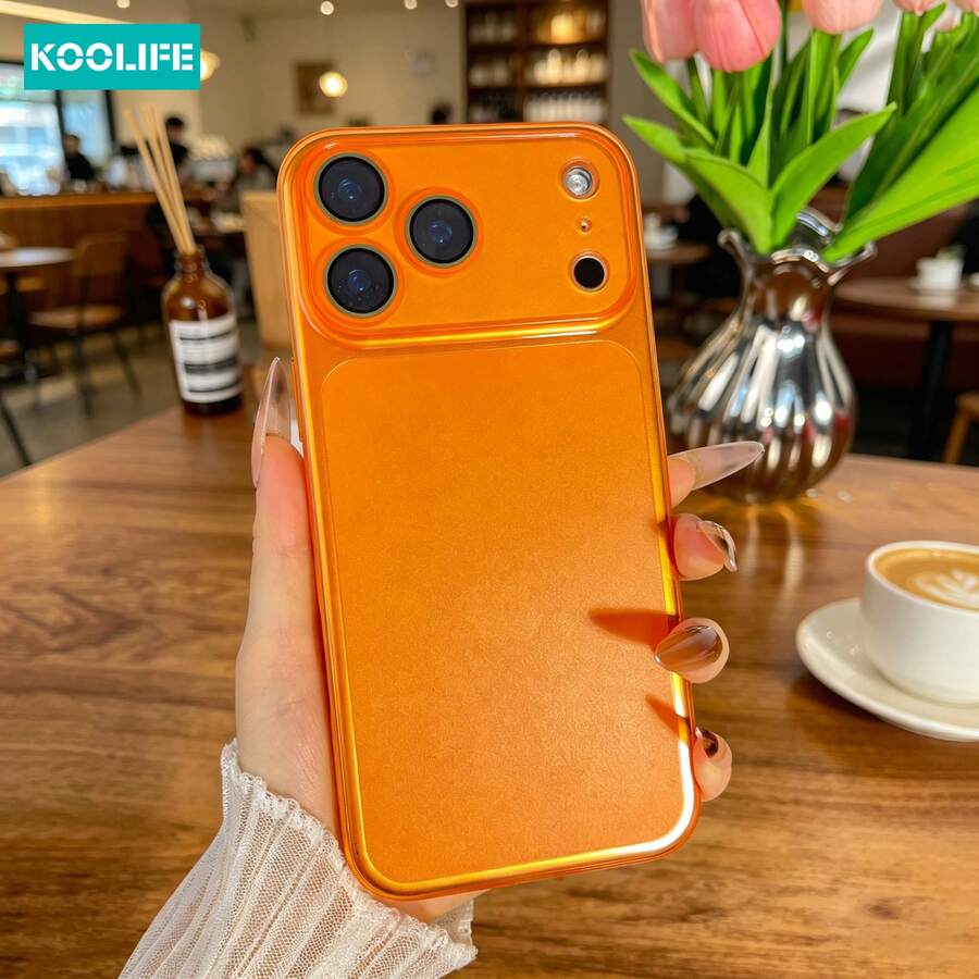 Ốp lưng điện thoại Koolife màu cam mờ trong suốt, chất liệu TPU mềm chống sốc, bảo vệ toàn diện camera, tương thích với iPhone 17/17 Pro/17 Pro Max/16/15/14/13/12/11 - trái cam - Xem 1
