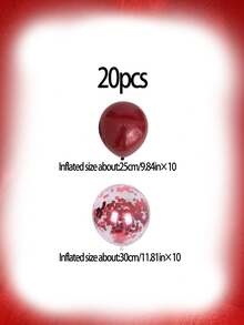 20 buah Balon Lateks Merah Delima Ukuran 10 Inci, Set Balon Lateks Transparan Berpayet Merah Ukuran 12 Inci, Cocok untuk Pesta Ulang Tahun, Pesta Pernikahan, Pesta Lajang, Dekorasi Acara Baby Shower - Burgundy - View 5