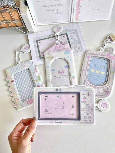 1pc Alien Camera Cartoon Phone PVC Card Holder, Mini Card Photo Storage Box, Memo Pouch, Hanging Decor