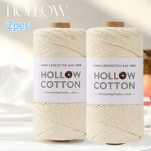 300g Sợi cotton rỗng dùng để móc thủ công các sản phẩm như túi xách, mũ, gối, 150g * 2 cuộn = 300g - Bông rỗng 2 trục - Xem 8