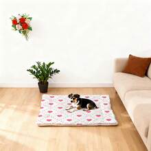 1pc Soft Pet Bed Pad, Reversible Dog Crate Mat With Diamond Heart Design, Washable For Small/Medium/Large Dogs, Suitable For All Seasons - Multicolor - View 3