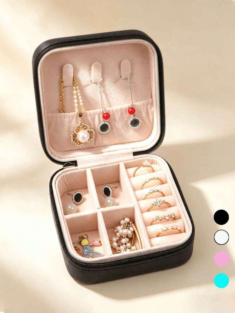 1pc Mini Travel Jewelry Box, Multifunctional Jewelry Organizer, Earring Pendant Storage Box, Multifunctional Waterproof Jewelry Display Box, Suitable For Rings, Earrings, Necklaces, Bracelets, Perfume, Watches Storage And Organization, Travel Essential, Suitable As Gift For Family, Friends, Girlfriend, Birthday Gift, Valentine's Day Gift