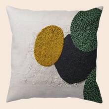 1pc 2D Wabi-Sabi Style Embroidery Texture Print Throw Pillow Cover, Contrast Color Geometric Design Sofa Cushion Cover, Nordic Ins Style Home Decor Pillow Sham (No Pillow Insert) (Multiple Sizes) (No Embroidery) (Single-Sided Print) - Multicolor - View 10