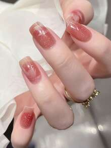 Miếng dán móng tay gel đã đông cứng, nền trong suốt, 20 miếng, cần đèn UV, chất lượng salon, bền lâu, ES20 Bán buôn xuyên biên giới, giao hàng trực tiếp, mẫu mã tương tự sách đỏ, miếng dán móng tay cho đầu ngón tay. - Hồng - Xem 4