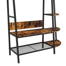 Industrial Style Freestanding Open Clothes Rack With Shelves - Retro Brown Clothes Rack For Bedroom, Living Room And Home Office - Multifunctional Organizer For Storing Clothes And Shoes - 黑色+棕色 - 查看 10