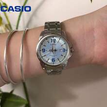 Casio 卡西欧女士模拟石英表 LTP-1314D-2A 银色不锈钢表壳，50米防水，带日期显示，适合女士佩戴。 - 均碼 - 查看 1