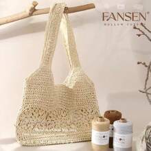 300g Sợi cotton rỗng dùng để móc thủ công các sản phẩm như túi xách, mũ, gối, 150g * 2 cuộn = 300g - Bông rỗng 2 trục - Xem 3