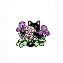 黑猫与花卉珐琅胸针 时尚装饰胸针 衣领徽章 包包胸章 珠宝礼品 - 彩色 - 查看 16