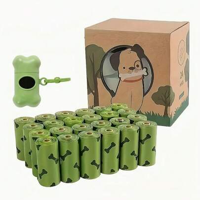 4 Rolls (60pcs Total) Dog Poop Bags, Includes Poop Bag Dispenser, Pet Waste Cleanup Bags, Leak-Proof Thick Plastic Poop Bags With Paw Print Design, Large Capacity Pet Waste Bags For Walking Dogs And Outdoor Disposal