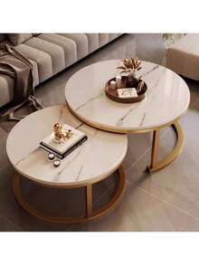Luxury Small Coffee Table, Minimalist Modern Round Side Table For Small Living Room, Simplistic Design - White - View 2