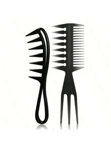 Peigne à double pointe, peigne à dents larges, convient pour le coiffage de la barbe, convient pour les , accessoires pour hommes, couvre-chefs pour hommes, cadeau pour hommes, voyage, camping - noir - Voir 1