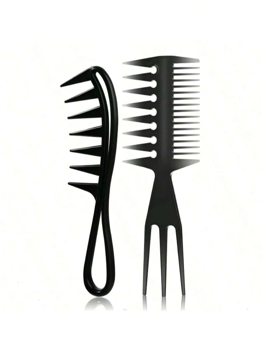 Peigne à double pointe, peigne à dents larges, convient pour le coiffage de la barbe, convient pour les , accessoires pour hommes, couvre-chefs pour hommes, cadeau pour hommes, voyage, camping - noir - Voir 1