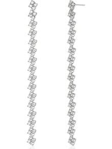 Simulated Drop Earrings Women - Cubic Zirconia Statement Tennis Earrings - And Sensitive Ears - - 3.5" Inch (Pave) - View 12
