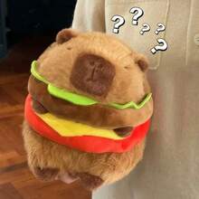 Capybara Hamburger Plush Stuffed Animal, Cute Capybara Plush Toy With Realistic Burger Design, Soft Fluffy Stuffed Doll For Kids Boys Girls, Perfect Birthday Present And Lovely Gift For Children - 無帽帽 23厘米 - 查看 5