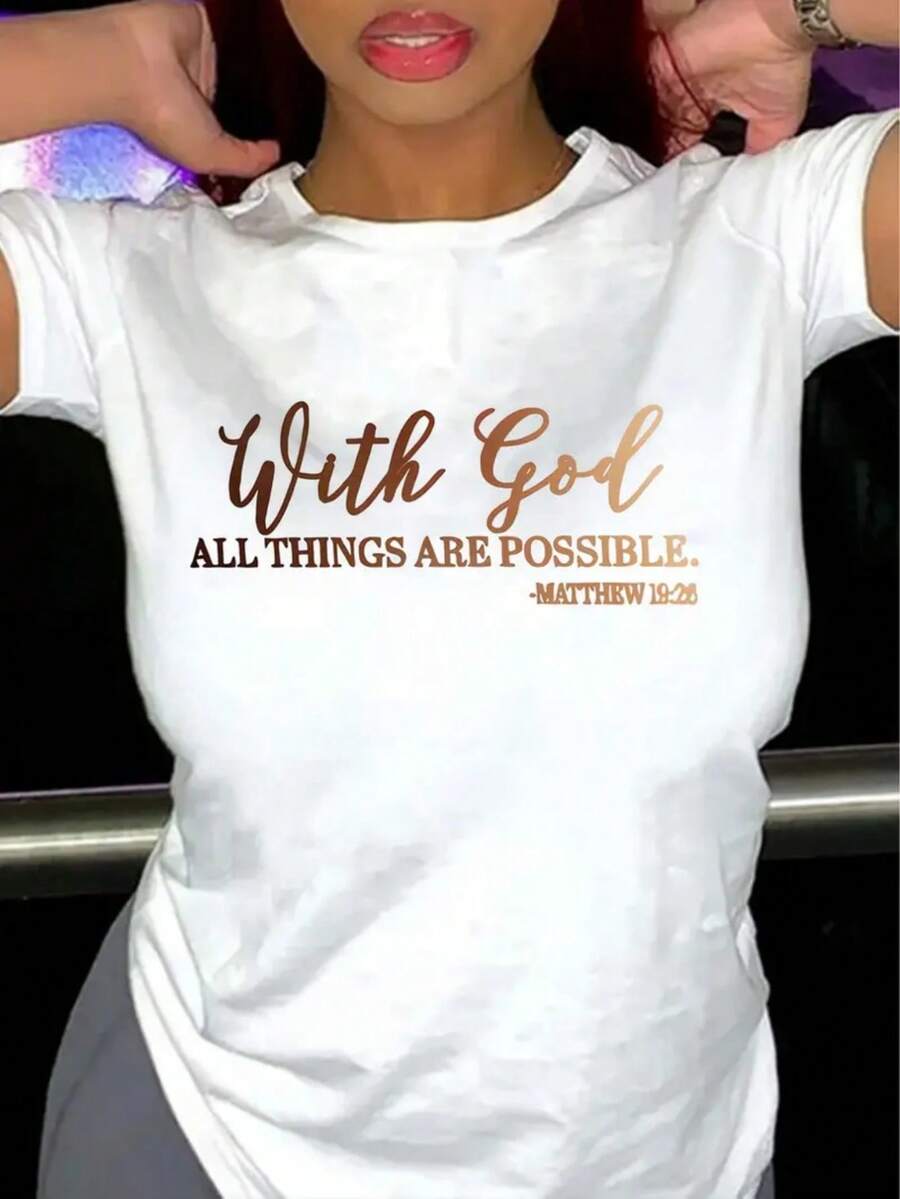 Plus Size, Plus-size T-shirt - Camiseta impresa divertida para mujer - Top de cuello redondo de manga corta, lavable en máquina para la comodidad de toda la temporada, uso informal; estilo de ajuste suelto; impresión duradera, perfecta para regalos de vacaciones, almacén local