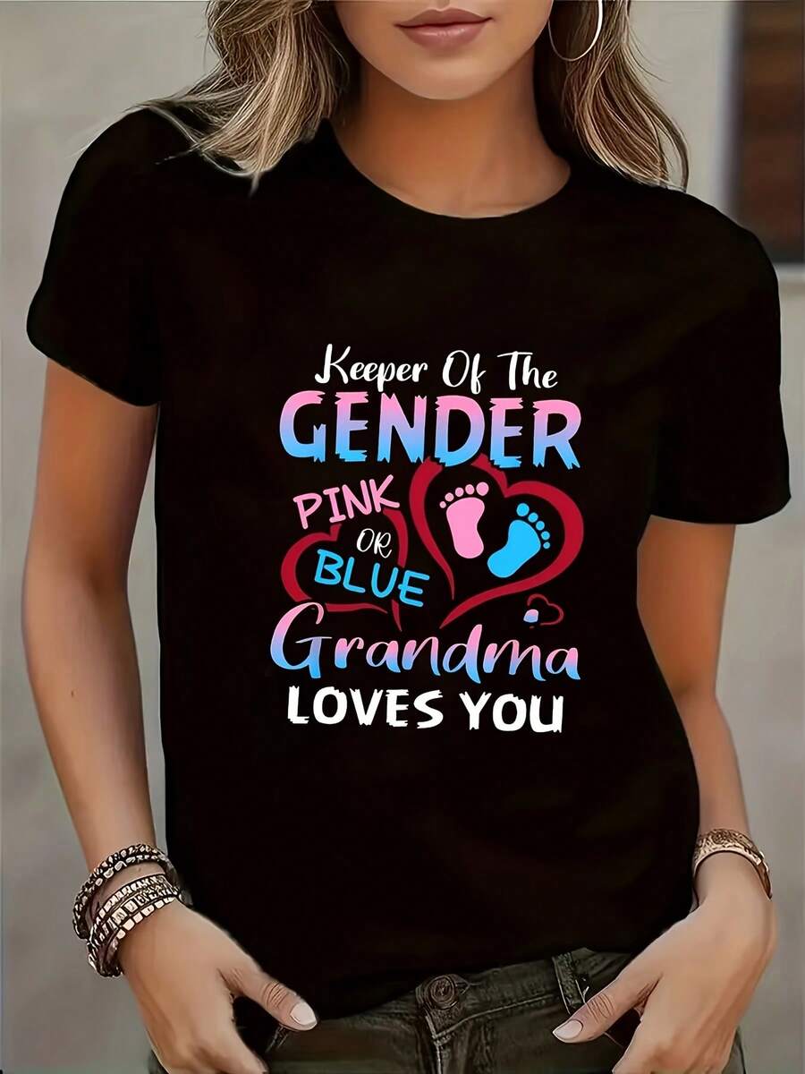 Nueva camiseta de fantasía de color con estampado inglés - Negro - Ver 1