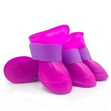 4Pcs Pet WaterProof Rainshoe Anti-Slip Rubber Boot For Small Medium Large Dogs Cats Outdoor Shoe Dog Ankle Boots Pet Accessories - màu đen - Xem 9