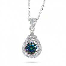 Mặt dây chuyền đá Moissanite 1 carat bằng bạc S925, kiểu dáng thanh lịch và sang trọng dành cho nữ, phù hợp đeo hàng ngày, hẹn hò và dự tiệc, kèm hộp quà tặng. - Một chiếc 1CT - Xem 5