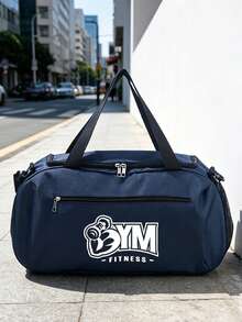 1pc Casual Fitness Bag, "GYM FITNESS" Print Polyester Duffel With Mesh Side Pocket, Perfect For Street Style & Gym Wear, Multiple Colors Available - Multicolor - View 2