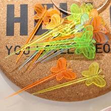 25pcs -Disposable Plastic Colored Fruit Fork, Butterfly Fruit Pick, Toothpick, Fruit Fork - View 4