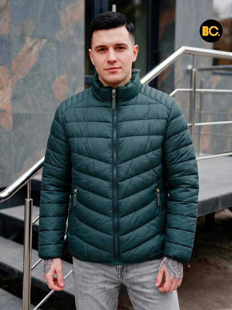 Big City Chamarra Capitonada Casual Hombre Moderna Con Interior Peluche - Verde Oscuro - Añade 1