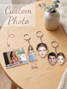 1pc Customized Acrylic Eye-Shaped Keychain, Unique Personalized Eye Design Keyring, Romantic Photo Keychain For Lover, Friend, Family, Daily Carry, Bag Charm, Great Gift - Multicolor - View 6
