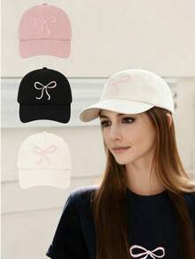 1 chiếc mũ lưỡi trai nữ thời trang thêu nơ kiểu Y2K, thích hợp cho du lịch mùa xuân và mùa thu, tiệc bãi biển, mũ lưỡi trai thường ngày chống nắng có thể điều chỉnh. - Nhiều màu - Xem 1